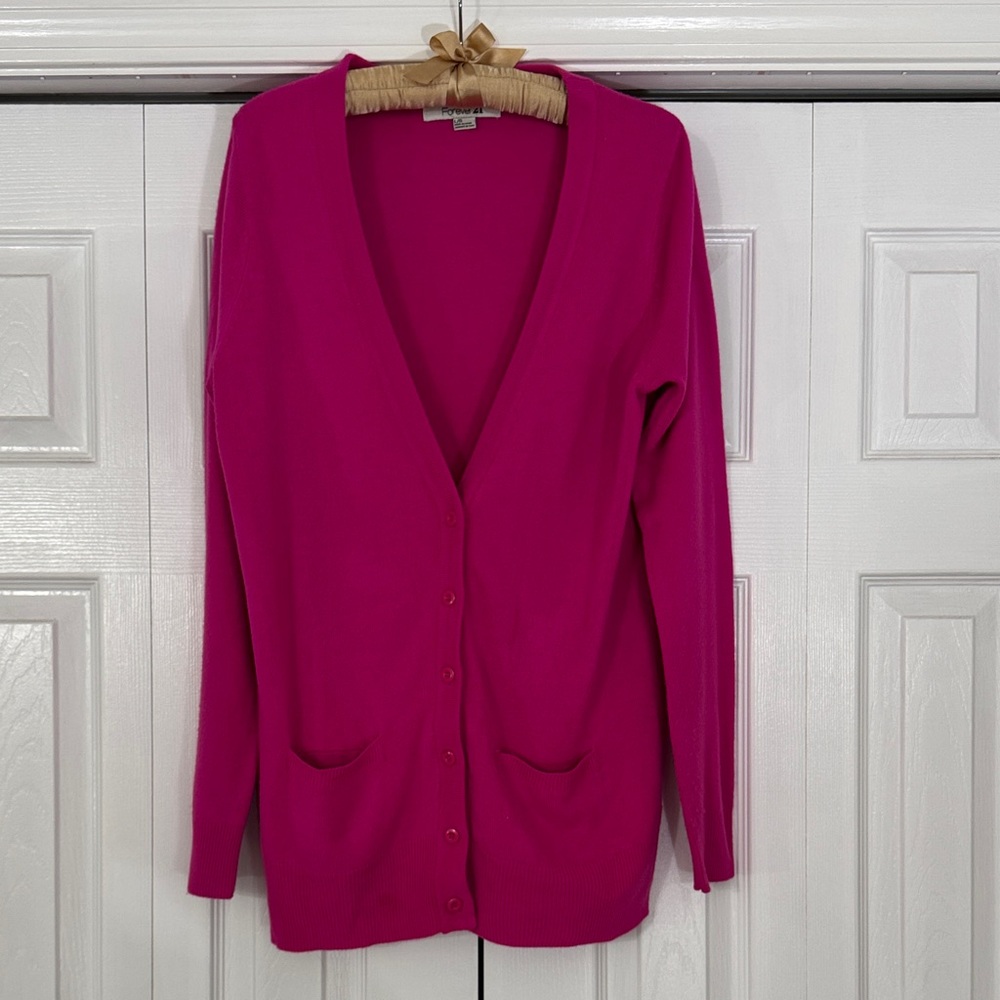Forever 21 Fuchsia Cardigan Sweater